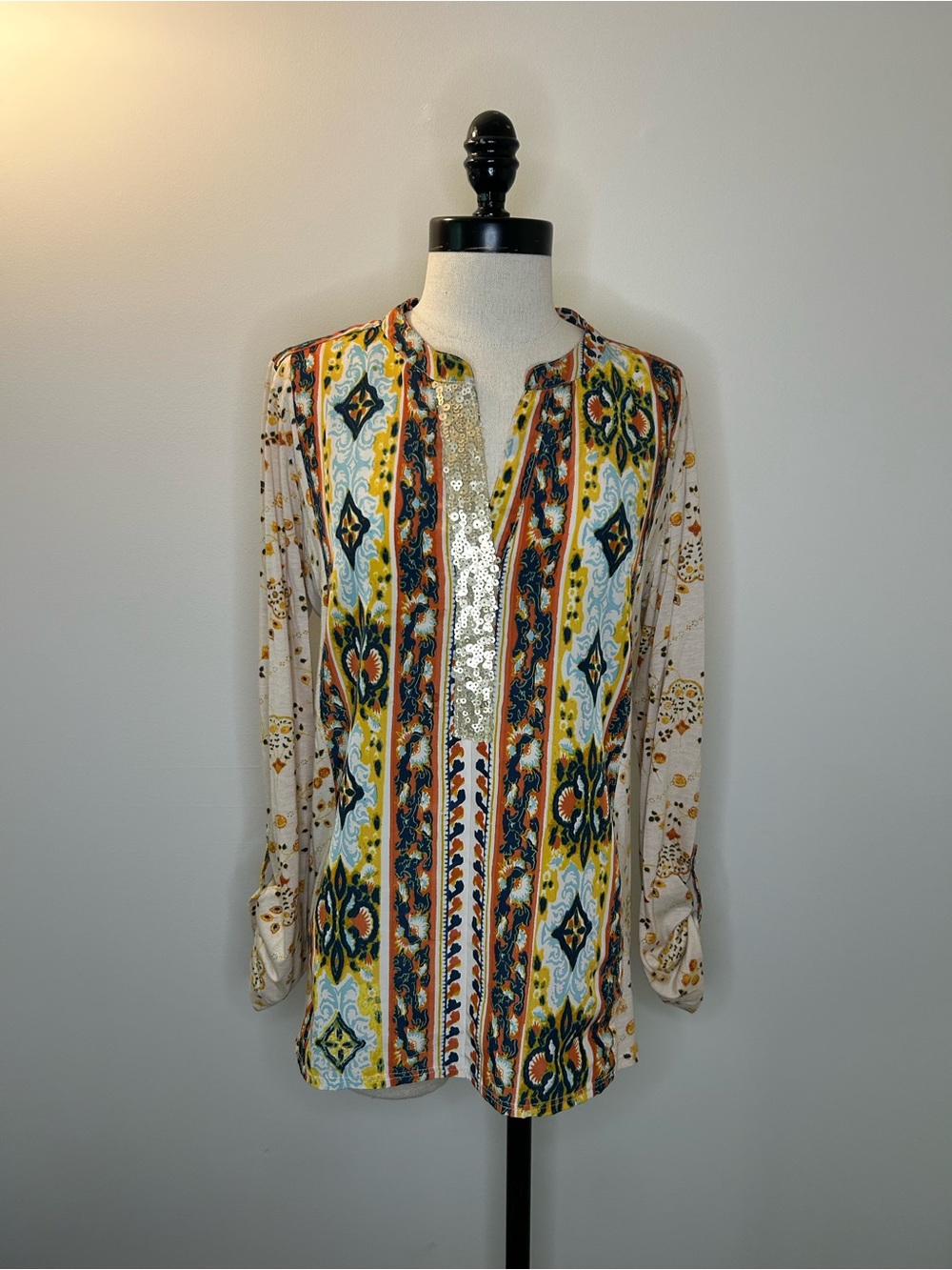 Anthropolgie TINY Devas Sequin Popover Top Boho with Sequins Womens L